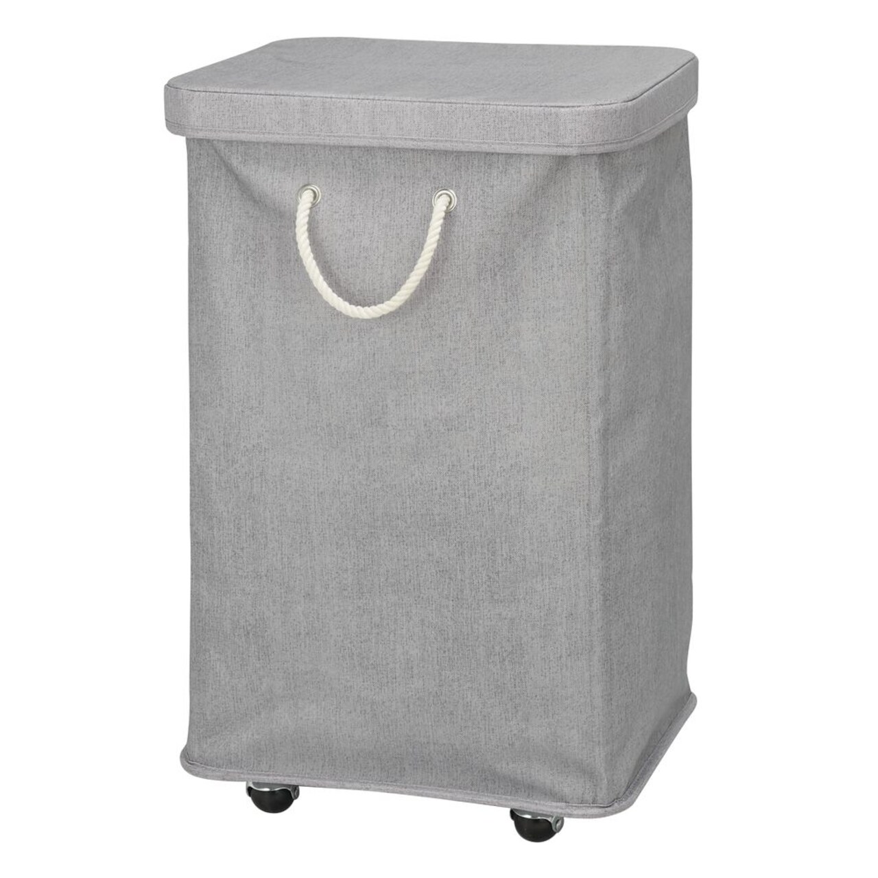 mDesign Large Polyester Rolling Laundry Hamper with Wheels, Lid, Handles